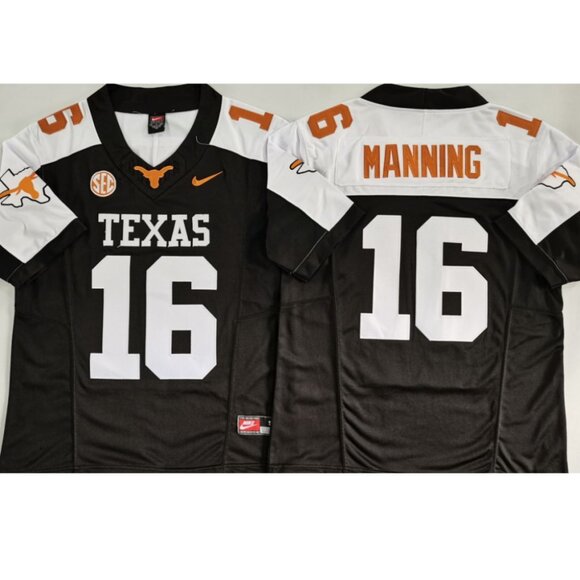 Mens Youths Kids Womens 16 Arch Manning Stitched Black White Jersey